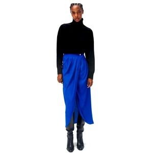 Zara Blue Wrap Midi Skirt